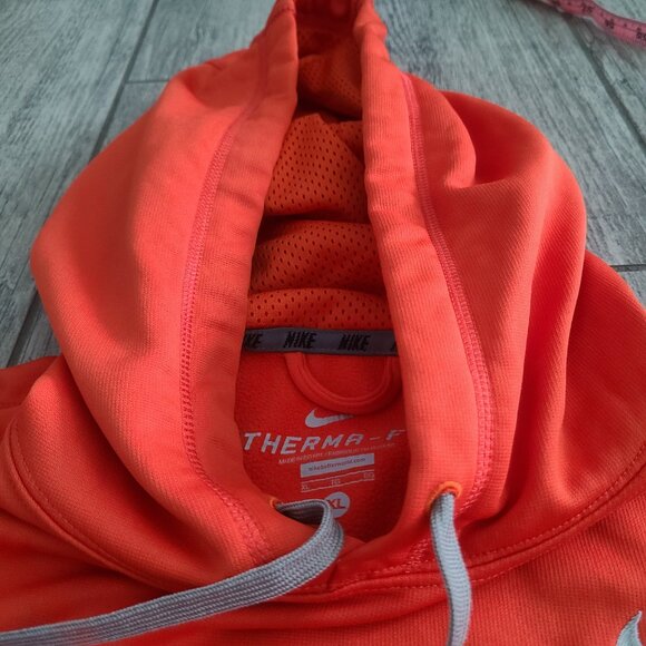 Nike Therma-Fit Hoodie Sweatshirt Orange Gray XL Men's - Picture 8 of 11